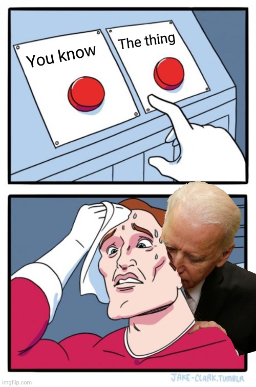 I need an adult | The thing; You know | image tagged in memes,two buttons,joe biden | made w/ Imgflip meme maker