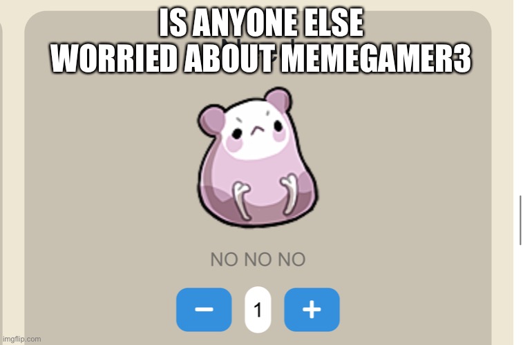 Need NO NO NO | IS ANYONE ELSE WORRIED ABOUT MEMEGAMER3 | image tagged in need no no no | made w/ Imgflip meme maker