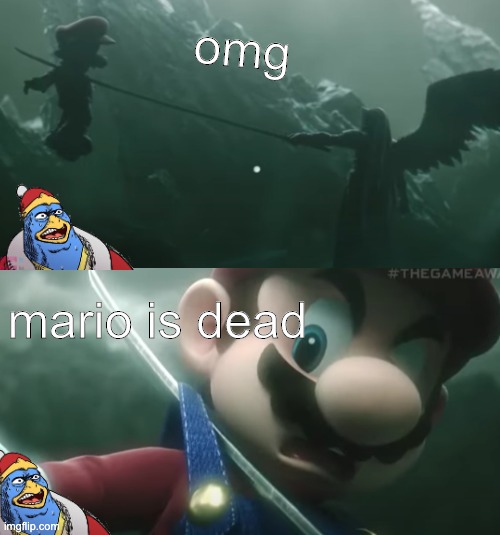 Mario Dies | omg; mario is dead | image tagged in mario dies | made w/ Imgflip meme maker