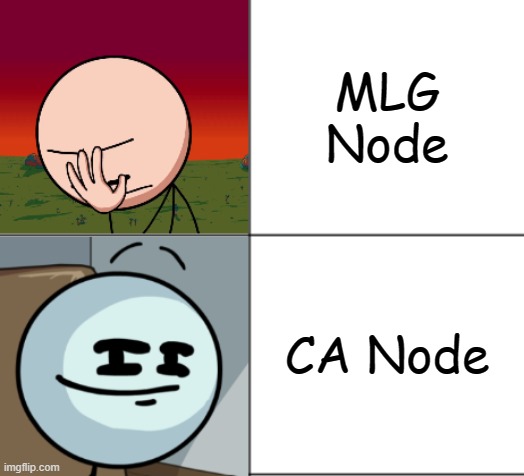 Henry Stickmin Drake format | MLG Node; CA Node | image tagged in henry stickmin drake format | made w/ Imgflip meme maker