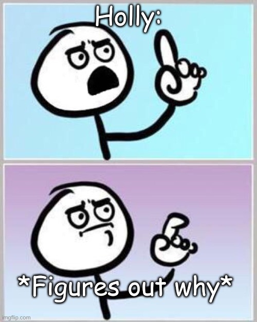 Wait what? | Holly:; *Figures out why* | image tagged in wait what | made w/ Imgflip meme maker