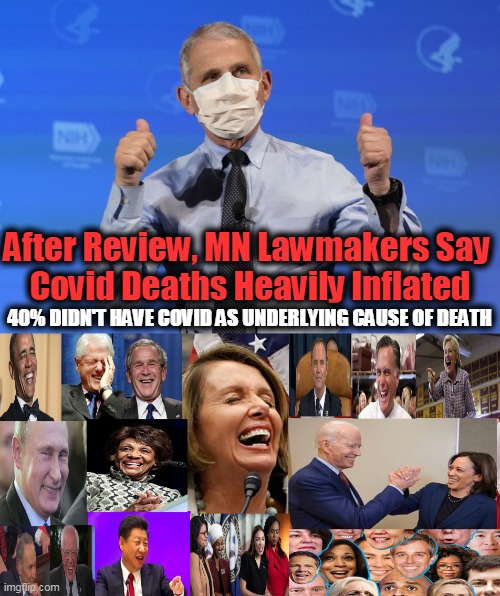 Covid Is Real But Do You Think Partisan Democrats Used it Politically to Exacerbate the Problem? | After Review, MN Lawmakers Say 
Covid Deaths Heavily Inflated; 40% DIDN'T HAVE COVID AS UNDERLYING CAUSE OF DEATH | image tagged in politics,democratic party,covid-19,control,election chaos,mail in ballots | made w/ Imgflip meme maker