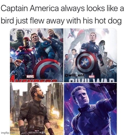 He does tho | image tagged in captain america | made w/ Imgflip meme maker