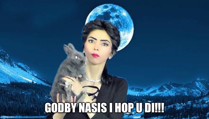 Nasim Aghdam with rabbit | GODBY NASIS I HOP U DI!!! | image tagged in nasim aghdam with rabbit | made w/ Imgflip meme maker