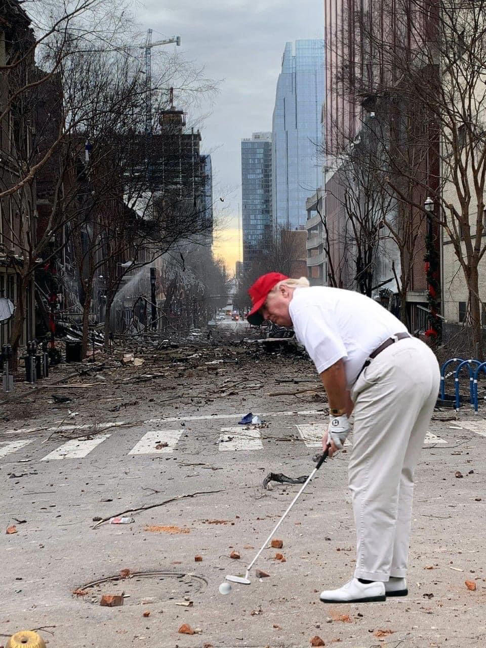 Nashville Bombing Trump Golfing Blank Meme Template