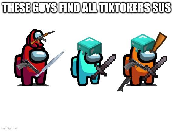 Blank White Template | THESE GUYS FIND ALL TIKTOKERS SUS | image tagged in blank white template | made w/ Imgflip meme maker