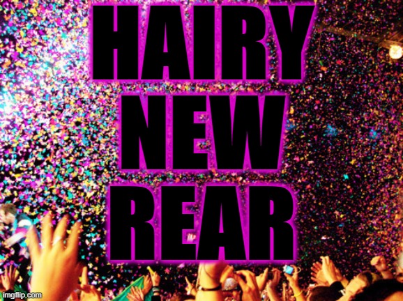 Hairy New Rear | HAIRY
NEW
REAR | image tagged in happy new year,happy new years | made w/ Imgflip meme maker