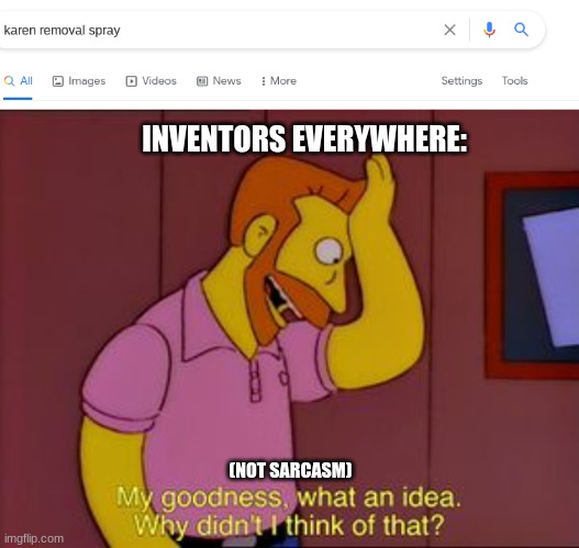 my town is paradise for karens | INVENTORS EVERYWHERE:; (NOT SARCASM) | image tagged in what an idea | made w/ Imgflip meme maker