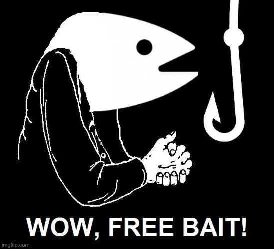 Wow free bait | image tagged in wow free bait | made w/ Imgflip meme maker