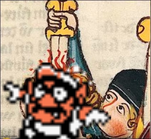 Wario gets stabbed in the head.mp3 | image tagged in wario,wario dies,memes | made w/ Imgflip meme maker