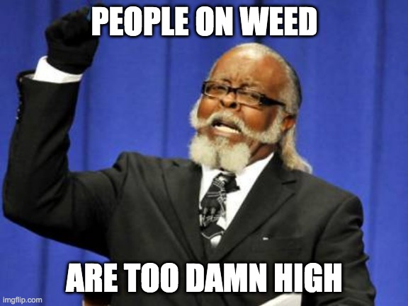 get it? | PEOPLE ON WEED; ARE TOO DAMN HIGH | image tagged in memes,too damn high | made w/ Imgflip meme maker