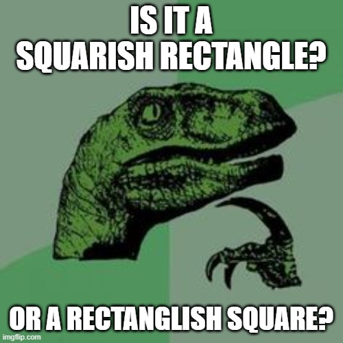 Time raptor  | IS IT A SQUARISH RECTANGLE? OR A RECTANGLISH SQUARE? | image tagged in time raptor | made w/ Imgflip meme maker