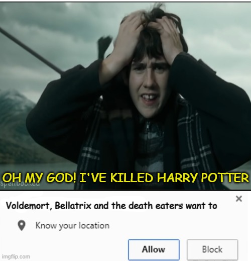 They know but are simply asking ;) | OH MY GOD! I'VE KILLED HARRY POTTER; Voldemort, Bellatrix and the death eaters want to | image tagged in blank white template | made w/ Imgflip meme maker