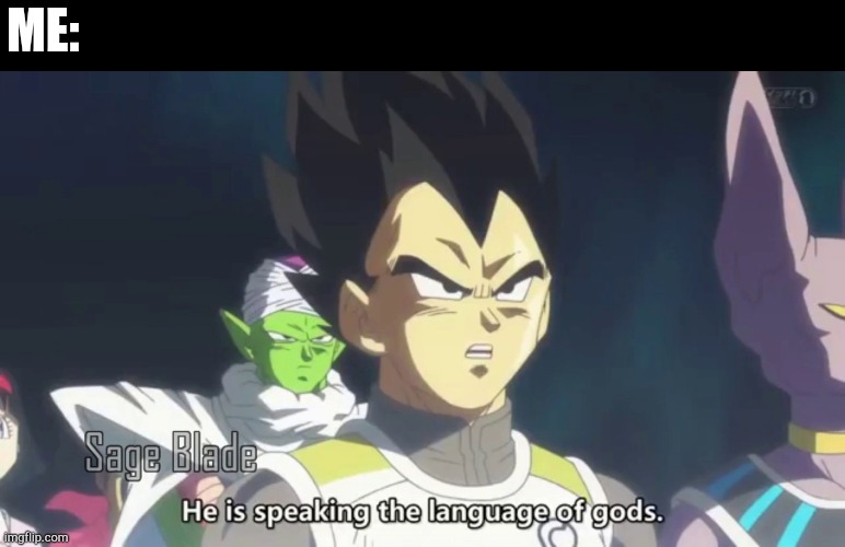 he is speaking the language of the gods | ME: | image tagged in he is speaking the language of the gods | made w/ Imgflip meme maker