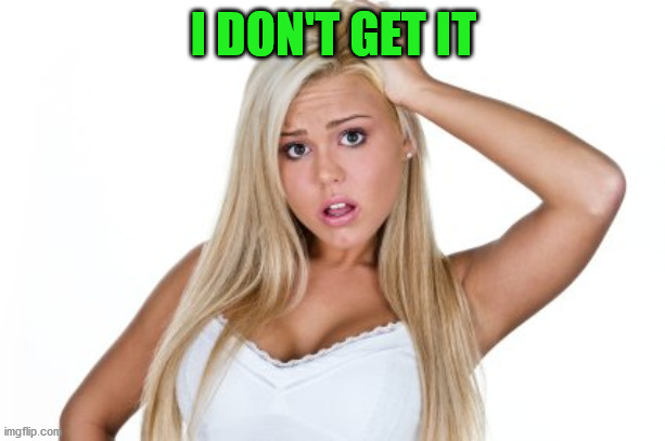 Dumb Blonde | I DON'T GET IT | image tagged in dumb blonde | made w/ Imgflip meme maker