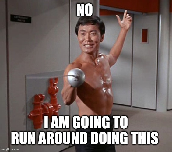 Sulu Sword | NO I AM GOING TO RUN AROUND DOING THIS | image tagged in sulu sword | made w/ Imgflip meme maker