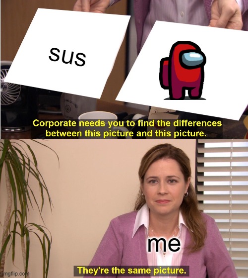 Sus |  sus; me | image tagged in memes,they're the same picture,among us,sus | made w/ Imgflip meme maker