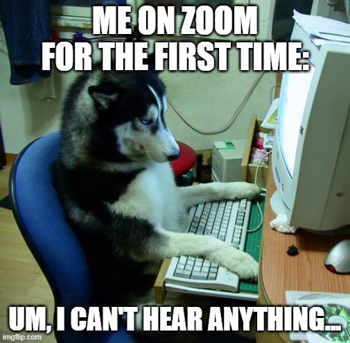 I Have No Idea What I Am Doing Meme | ME ON ZOOM FOR THE FIRST TIME:; UM, I CAN'T HEAR ANYTHING... | image tagged in memes,i have no idea what i am doing | made w/ Imgflip meme maker