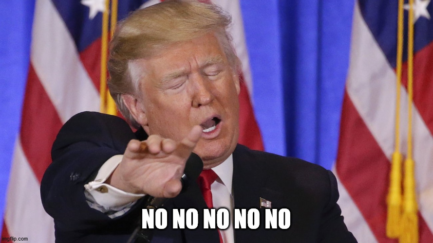 Trump no no no no no | NO NO NO NO NO | image tagged in trump no no no no no | made w/ Imgflip meme maker