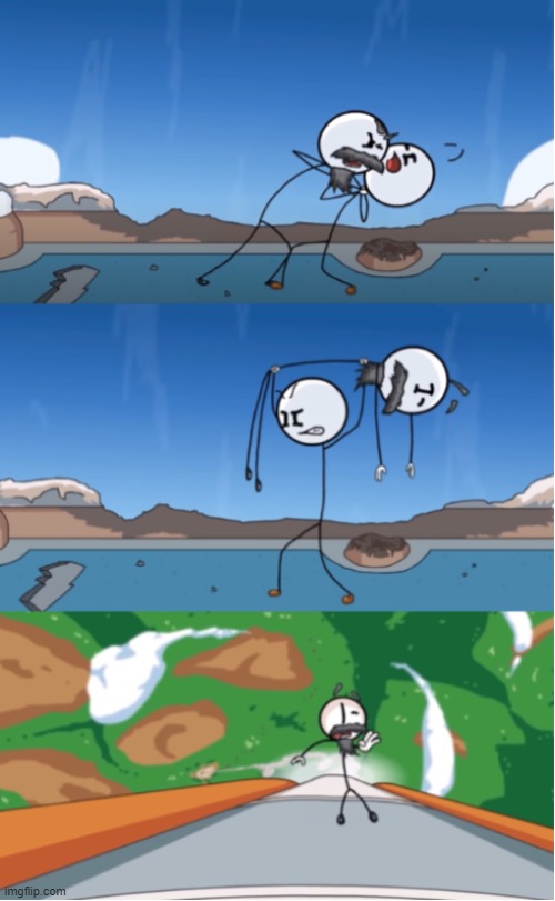 yeet | image tagged in henry throws dmitri off the rocket | made w/ Imgflip meme maker