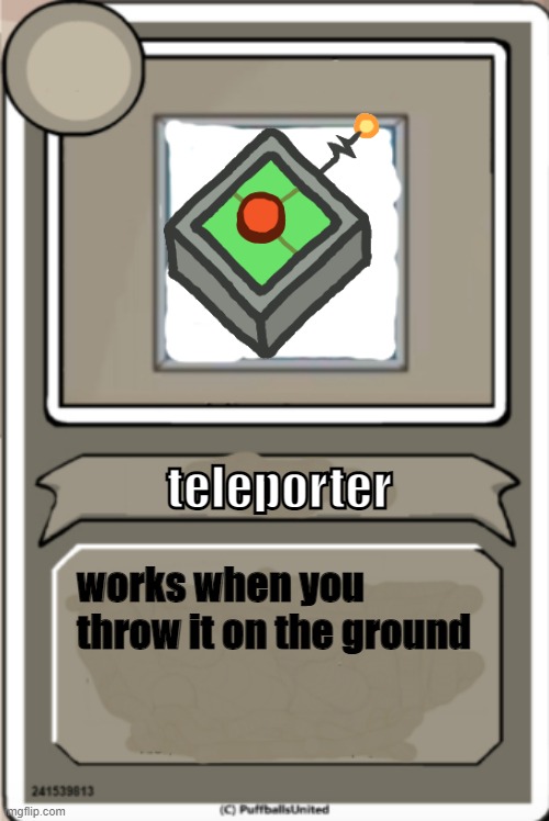 Character Bio | teleporter; works when you throw it on the ground | image tagged in character bio,intersloth,henry stickmin | made w/ Imgflip meme maker