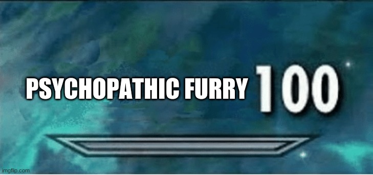 me | PSYCHOPATHIC FURRY | image tagged in skyrim 100 blank | made w/ Imgflip meme maker