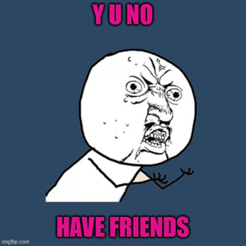 Y U No Meme | Y U NO HAVE FRIENDS | image tagged in memes,y u no | made w/ Imgflip meme maker