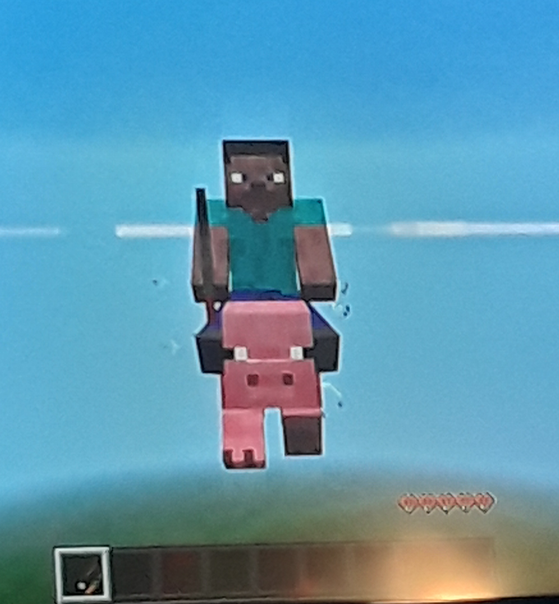 High Quality Steve flying on a pig Blank Meme Template