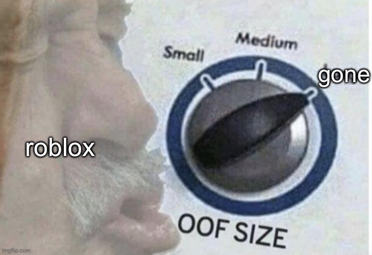 oof size gone | gone; roblox | image tagged in oof size large | made w/ Imgflip meme maker