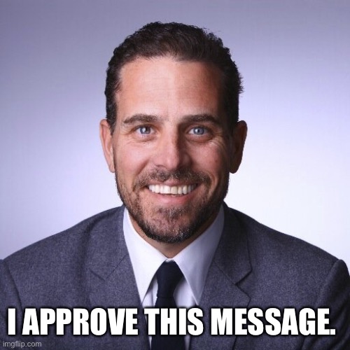 Hunter Biden | I APPROVE THIS MESSAGE. | image tagged in hunter biden | made w/ Imgflip meme maker