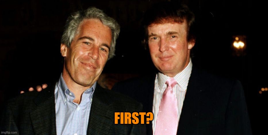 Trump Epstein | FIRST? | image tagged in trump epstein | made w/ Imgflip meme maker