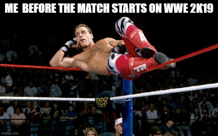 HBK | ME  BEFORE THE MATCH STARTS ON WWE 2K19 | image tagged in hbk | made w/ Imgflip meme maker