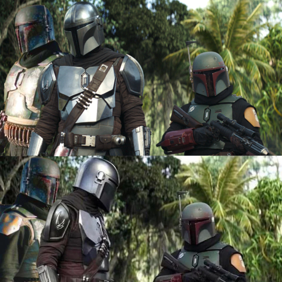 High Quality mandalorian : Mom Mando, Taller boba dad Blank Meme Template