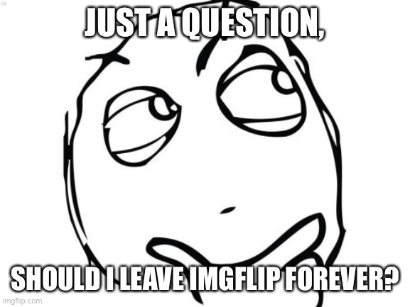 No really, should I? I’m considering | JUST A QUESTION, SHOULD I LEAVE IMGFLIP FOREVER? | image tagged in memes,question rage face | made w/ Imgflip meme maker