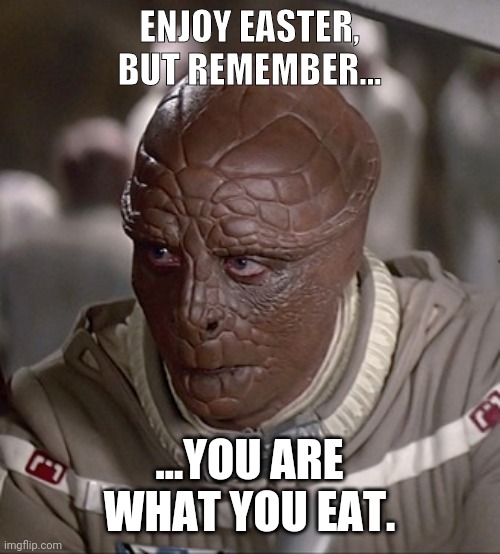 Easter | ENJOY EASTER, BUT REMEMBER... ...YOU ARE WHAT YOU EAT. | image tagged in memes,funny memes,easter,chocolate,happy easter,fat kid eating candy | made w/ Imgflip meme maker
