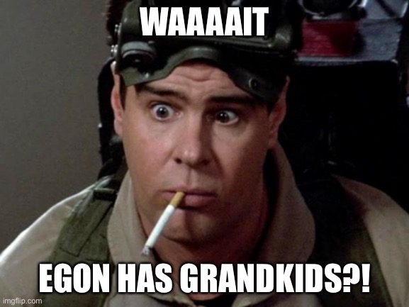 Dan Aykroyd - Ghostbusters | WAAAAIT; EGON HAS GRANDKIDS?! | image tagged in dan aykroyd - ghostbusters | made w/ Imgflip meme maker