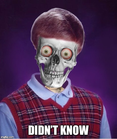 Bad Luck Brian Skull | DIDN’T KNOW | image tagged in bad luck brian skull | made w/ Imgflip meme maker