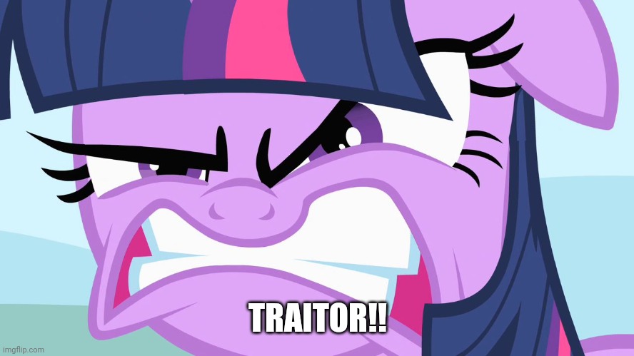 ANGRY Twilight | TRAITOR!! | image tagged in angry twilight,funny,twilight sparkle,my little pony | made w/ Imgflip meme maker