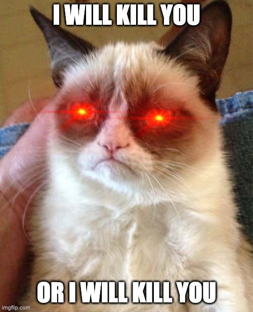 win i don't get Icecream | I WILL KILL YOU; OR I WILL KILL YOU | image tagged in memes,grumpy cat | made w/ Imgflip meme maker