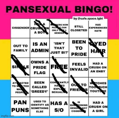 Hello! | image tagged in pansexual bingo,pride,lgbtq | made w/ Imgflip meme maker