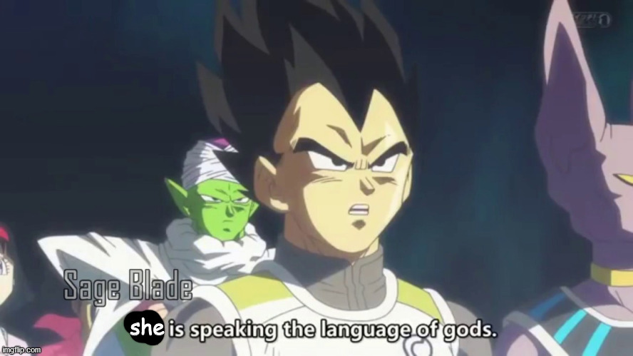 he is speaking the language of the gods | she | image tagged in he is speaking the language of the gods | made w/ Imgflip meme maker