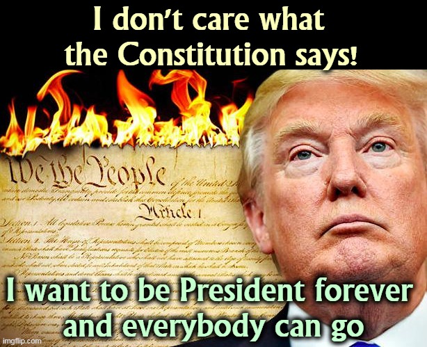 A clear psychotic break | I don't care what 
the Constitution says! I want to be President forever 
and everybody can go | image tagged in trump,psychopath,sociopath,nutcase,constitution,shredder | made w/ Imgflip meme maker