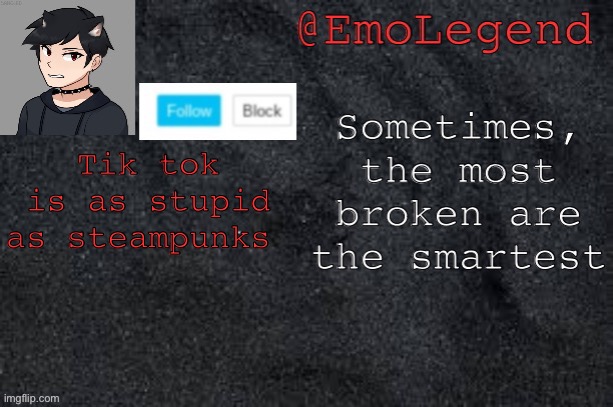 Emo/Viking announcement | Tik tok is as stupid as steampunks | image tagged in emo/viking announcement | made w/ Imgflip meme maker