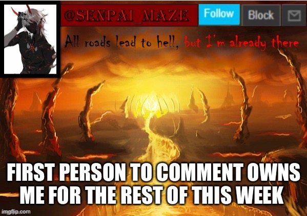 *le scared* | FIRST PERSON TO COMMENT OWNS ME FOR THE REST OF THIS WEEK | image tagged in idk | made w/ Imgflip meme maker