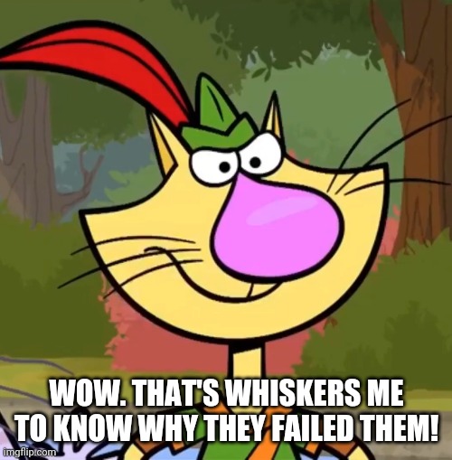 WOW. THAT'S WHISKERS ME TO KNOW WHY THEY FAILED THEM! | made w/ Imgflip meme maker