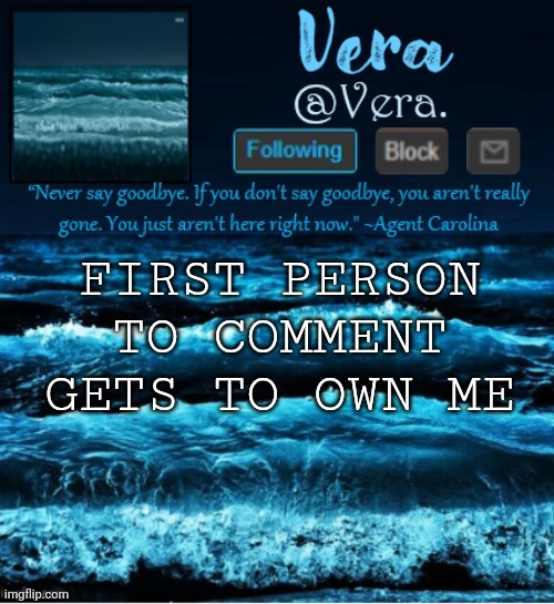 e | FIRST PERSON TO COMMENT GETS TO OWN ME | image tagged in a n n o u n c e r e v i s e d | made w/ Imgflip meme maker