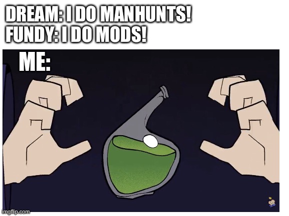 I specialize in potions | DREAM: I DO MANHUNTS!
FUNDY: I DO MODS! ME: | image tagged in minecraft | made w/ Imgflip meme maker