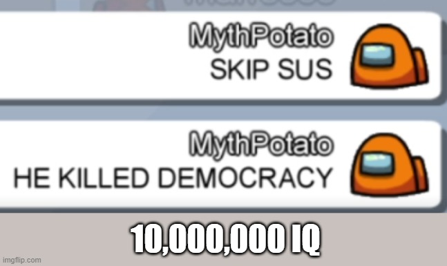 Skip | 10,000,000 IQ | image tagged in among us,democracy,skip | made w/ Imgflip meme maker