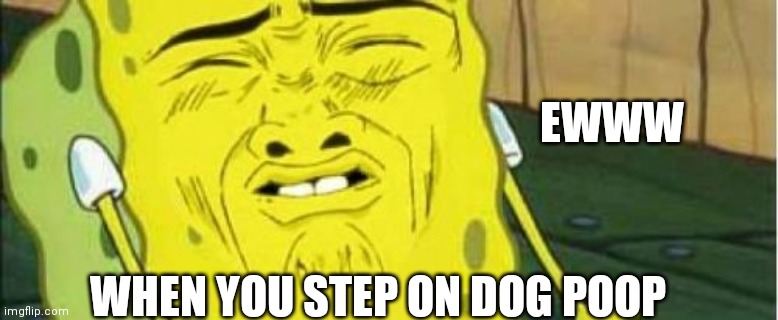 Spongebob Stink  | EWWW; WHEN YOU STEP ON DOG POOP | image tagged in spongebob stink | made w/ Imgflip meme maker