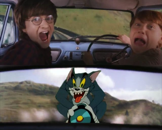 Harry and Ron being chased by Tom Blank Meme Template